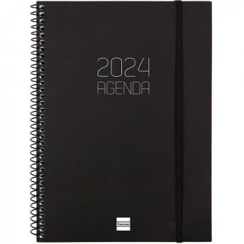 Finocam - Agenda Espiral Opaque E10 Semana Vista Horizontal 155x212mm Negro Enero-Diciembre 2024 Español