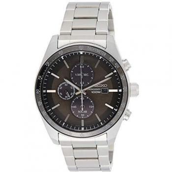 SEIKO Mens Chronograph Solar Powered Watch with Stainless Steel Strap SSC715P1