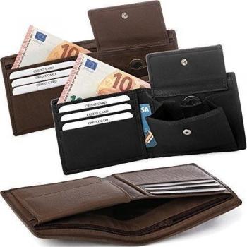 Negro Cartera de real Cuero en formato horizontal # wsq-1041