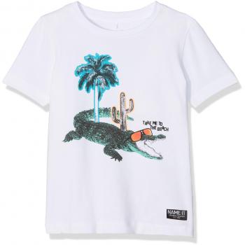 NAME IT Nmmdecko SS Top Box, Camiseta para Niños, Blanco