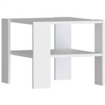 Mesa Auxiliar Pilvi 2 Bandejas - Estilo Contemporáneo - Melamina Blanca - 55 x 45 cm