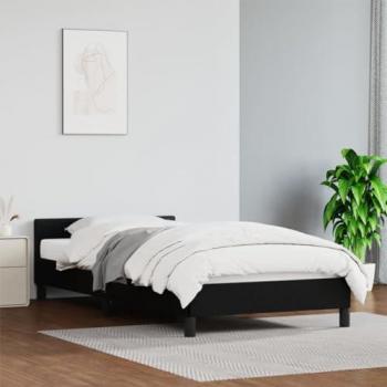 Estructura de cama con cabecero sin colchón negro 80x200 cm