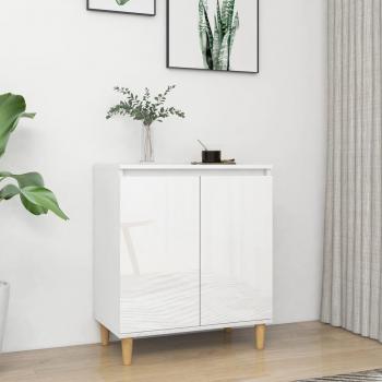 Aparador sólido con patas de madera maciza pulido blanco 60x35x70cm multicapa