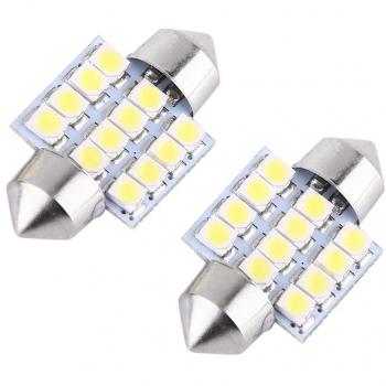 Bombillas Led 31Mm Coche, qiilu ql00936 2pcs Blanco 12 V 31 mm 12SMD LED Bombillas Luces internos para coche luz de la cúpula de lectura la puerta