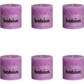 6 x Bolsius Vela del Pilar Rústica 100 x 100 mm Púrpura