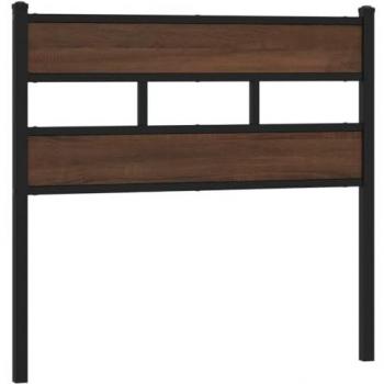 Cabecero de acero y madera de ingeniería marrón roble 100 cm