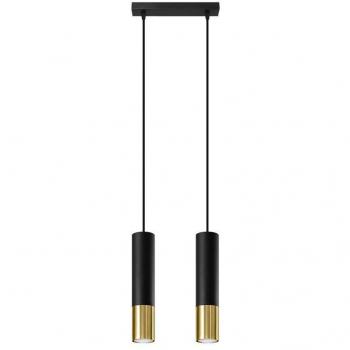 Lámpara de Techo Colgante Loopez 2 Luces GU10 Negro y Dorado 90cm