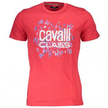 Cavalli Class Red Cotton T-Shirt - XXL, T-Shirts, male, Red, Size: 2XL, Red Logo Print, Round Neck