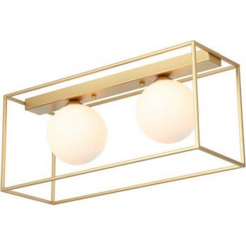 Lámpara de techo moderna Mediamo Italux Golden 2 luces con pantalla blanca, G9
