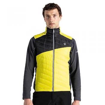 Dare2b Men's Touring Lightweight Full Zip Fleece Gilet - Neon Spring Yellow/Black