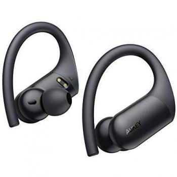 AUKEY Auriculares Inalámbricos Deportivos, Sonido aptX, Micrófonos CVC 8.0, 35 Horas de Reproducción, Carga inalámbrica y USB-C, IPX5 Impermeable, Bluetooth 5