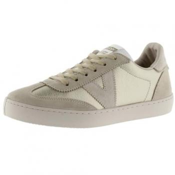 Zapatillas Victoria Berlín Ciclista Efecto Piel Metalizada con Piezas de Serraje y Cordones al Tono 1126197 para Mujer Platino 37