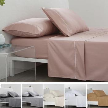Juego de sábanas de satén algodón 300 hilos color salmón para cama de 200x270 cm