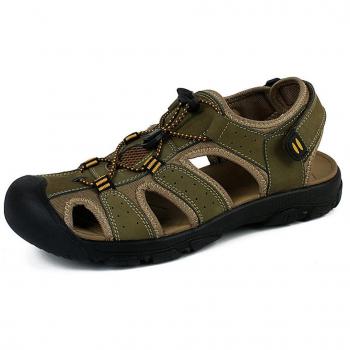 Sandalias Deportivas Verano Los Hombre, Senderismo Cuero Al Aire Libre Pescador Playa Zapatos Impermeables Playa Marrón Verde 38-48 Verde 42