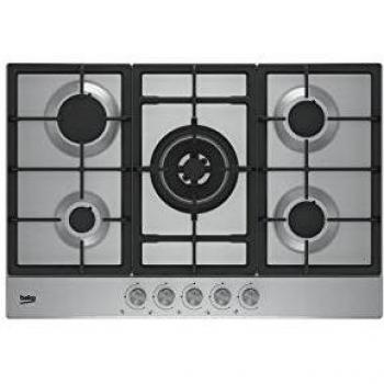 Placa de Gas BEKO HIAW75225SL, 5 Fuegos, Acero Inoxidable, 75cm