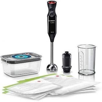 Bosch Hogar ErgoMixx MS6CB61V1 - Batidora de mano con envasador al vacío y accesorios, potencia de 1000 W, 12+1 velocidades, color negro