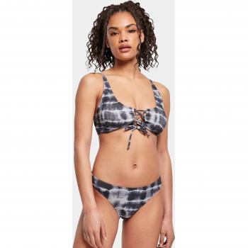 Bikini de Mujeres Urban Classics con Cierre Lazo y Estampado Tie Dye - Tallas XS a M - Negro/Blanco