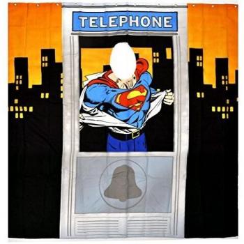 Kasdesign Rideau de Douche Superman Cabine Téléphonique Cortinas de Ducha Infantiles, Multicolor, Único