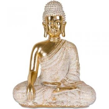 Figura Thai de Yoga Dorada en Resina - 24x29.5x14 cm