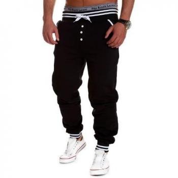 MT Styles - MT-53 - Pantalones deportivos con botones - Negro - M