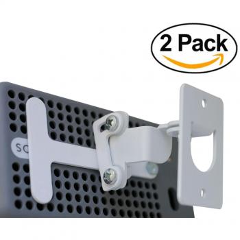 2 x Play 3 Montaje de Pared, Ajustable con Mecanismo de Giro e inclinación, Soporte de Pared Compatible con Sonos Play:3 con Accesorios de Montaje, Blanco, Paquete Doble, diseñado en el Reino Unido
