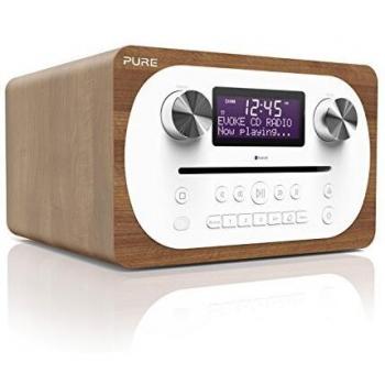 Radio CD de Estantería Pure Evoke C-D4 con Bluetooth, DAB/DAB+, Internet Radio y Funciones de Despertador - Acabado en Madera de Walnuss