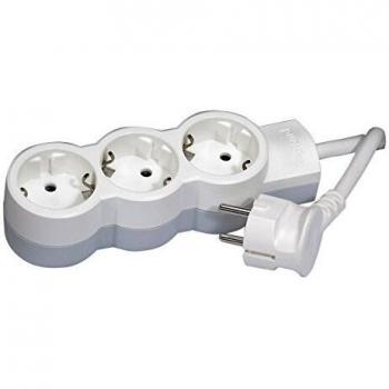 legrand 695002 Base múltiple con 3 enchufes, 3500 W, 230 V, Blanco y Gris