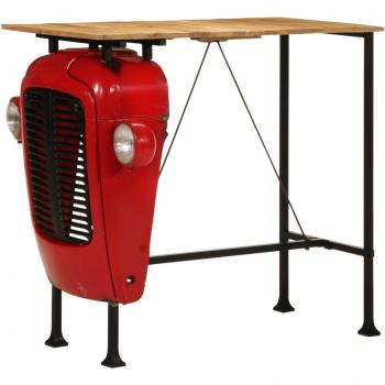 Mesa Bar Tractor Madera Maciza Mango Rojo y Marrón 55x120x107cm