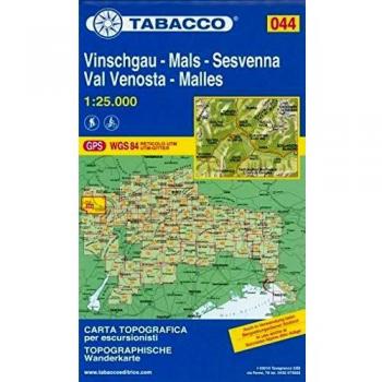 Mapa turístico y topográfico Val Venosta - Vinschgau - Sesvenna 1:25.000 Tabacco #044