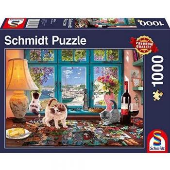 Puzzle Schmidt Mesa para Hacer Puzzles - 1000 Piezas, Diseño Romántico y Abstracto