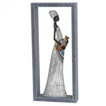 Figura Decorativa Romimex Mujer en Resina con Marco DM 17 x 38 x 6 cm Marrón