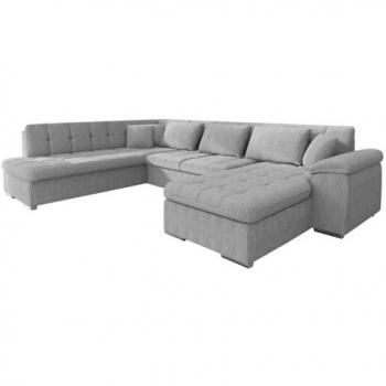 Sofá rinconero Comfivo 114, gris, con función de descanso y caja de ropa de cama, 348x205x76cm