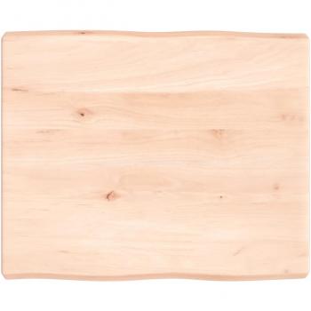 Encima de mesa de madera maciza de roble con bordes vivos, dimensiones 60x50x(2-6) cm, color marrón