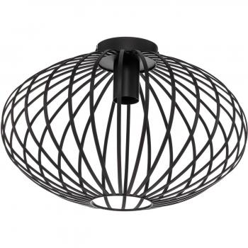 Plafón de techo Lindby Maivi, negro, 40 cm, hierro, diseño de jaula, moderno, 1 lámpara E27 para salón y comedor
