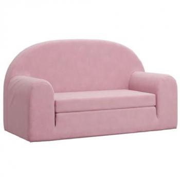 Sofá Cama Infantil de 2 Plazas en Felpa Suave Rosa