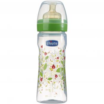 Chicco biberón bienestar, 2m, de goma, 1 ranura ajustable, 250 ml