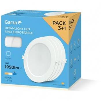 Pack 4 Downlight LED Empotrable Circular 18W, Luz Fría 6500K, Instalación Fácil - Ideal para Baño, Salón y Cocina