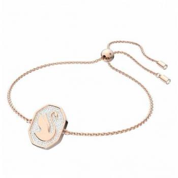 Swarovski Signum Rose Gold Swan Bracelet - Adjustable, Characteristics: Type: Bracelet, Material: Rose Gold, Color: White and Pink, Gender: Female, Size: One Size