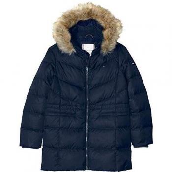 Tommy Hilfiger Essential Cálido Plumífero de Poliéster Reciclado con Capucha Extraíble, Azul