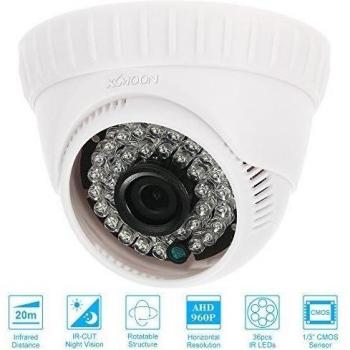 KKmoon 960P 1600TVL Cámara de Domo de Vigilancia Interior AHD CCTV 1/3 CMOS 1.3MP 3.6mm 36 LEDs Soporta Filtro IR-CUT Visión Nocturna Plug y Play PAL