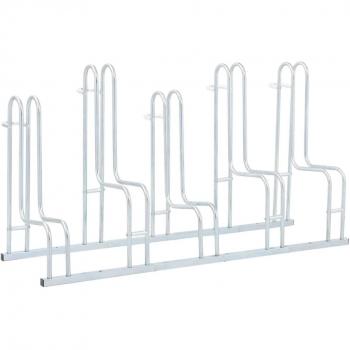 Soporte para 5 Bicicletas Autoportante de Acero Galvanizado en Color Plateado