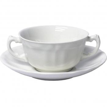Taza de consomé con plato Naranco Blanco San Claudio