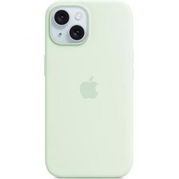 Funda de silicona con MagSafe para iPhone 15 en color menta