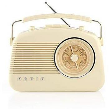 NEDIS Radio FM Radio FM/Am - 4,5 W - Analogue - Portátil - Diseño Retro - Marfil Marfil 1.65 m