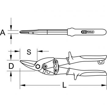Tijera Universal de Corte Curvo Izquierdo KS Tools 118.0046