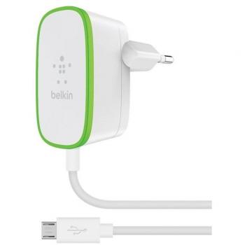 Belkin F7U009vf06-WHT - Cargador Interior para Dispositivos Móviles con Cable Micro-USB Integrado de 1,8 m, Color Blanco y Verde