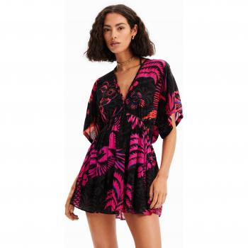 Desigual Chic Halter Neck Backless Short Dress - L, Short Dresses, female, Multicolor, Size: L Black Cotton V-Neck Dress