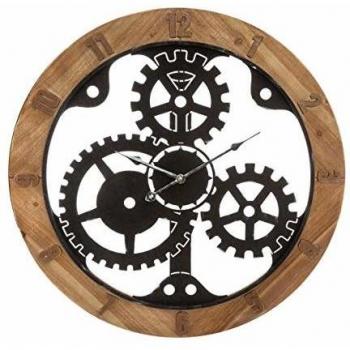 Reloj de Pared Silencioso con Mecanismo Visible de 58 cm en Negro - Atmosphera