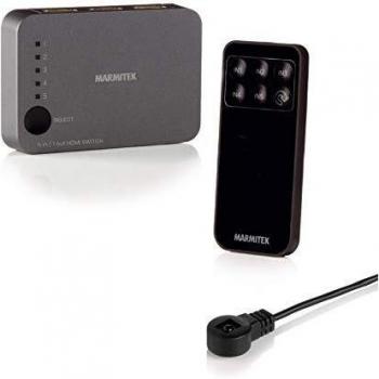 HDMI Switch 4K - Marmitek Connect 350 UHD - 5 Encendido / 1 Apagado - Ultra HD 60Hz - Cambio Automático Entre Fuentes HDMI - HDCP 2.2 - Conmutador HDMI - 3840 x 2160 - HDR 4K60