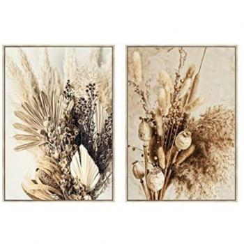 Cuadro DKD Home Decor Flor 80 x 4 x 120 cm Escandinavo (2 Unidades)